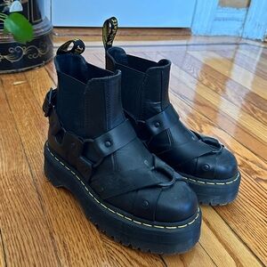 Black Platform Boots with Buckle Detail
